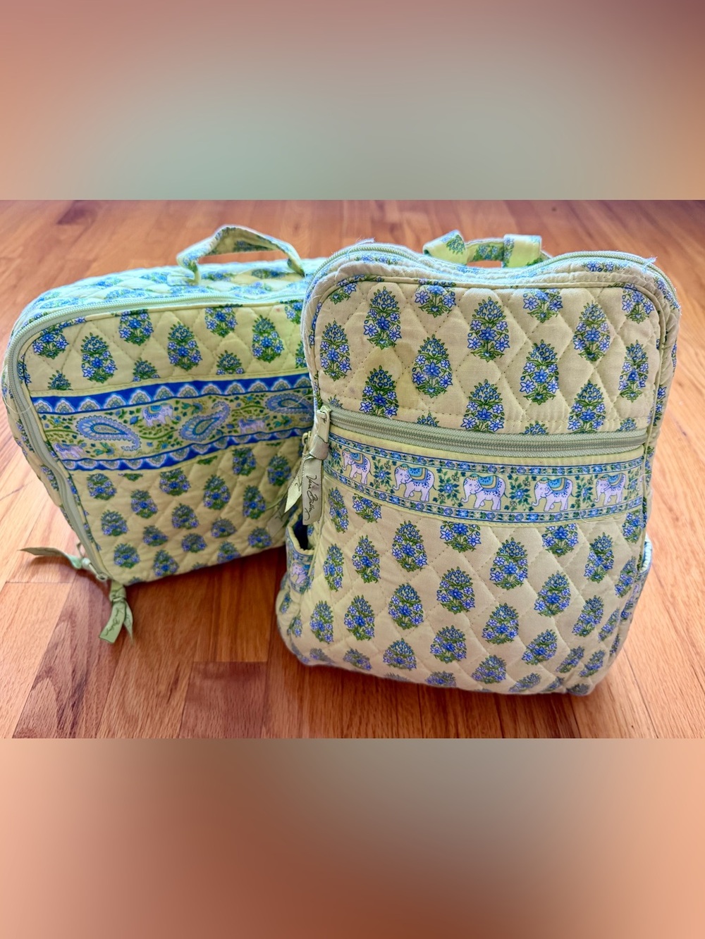 Vera Bradley Citrus Elephant (retired) Mini Backpack & Mini Overnight Suitcase